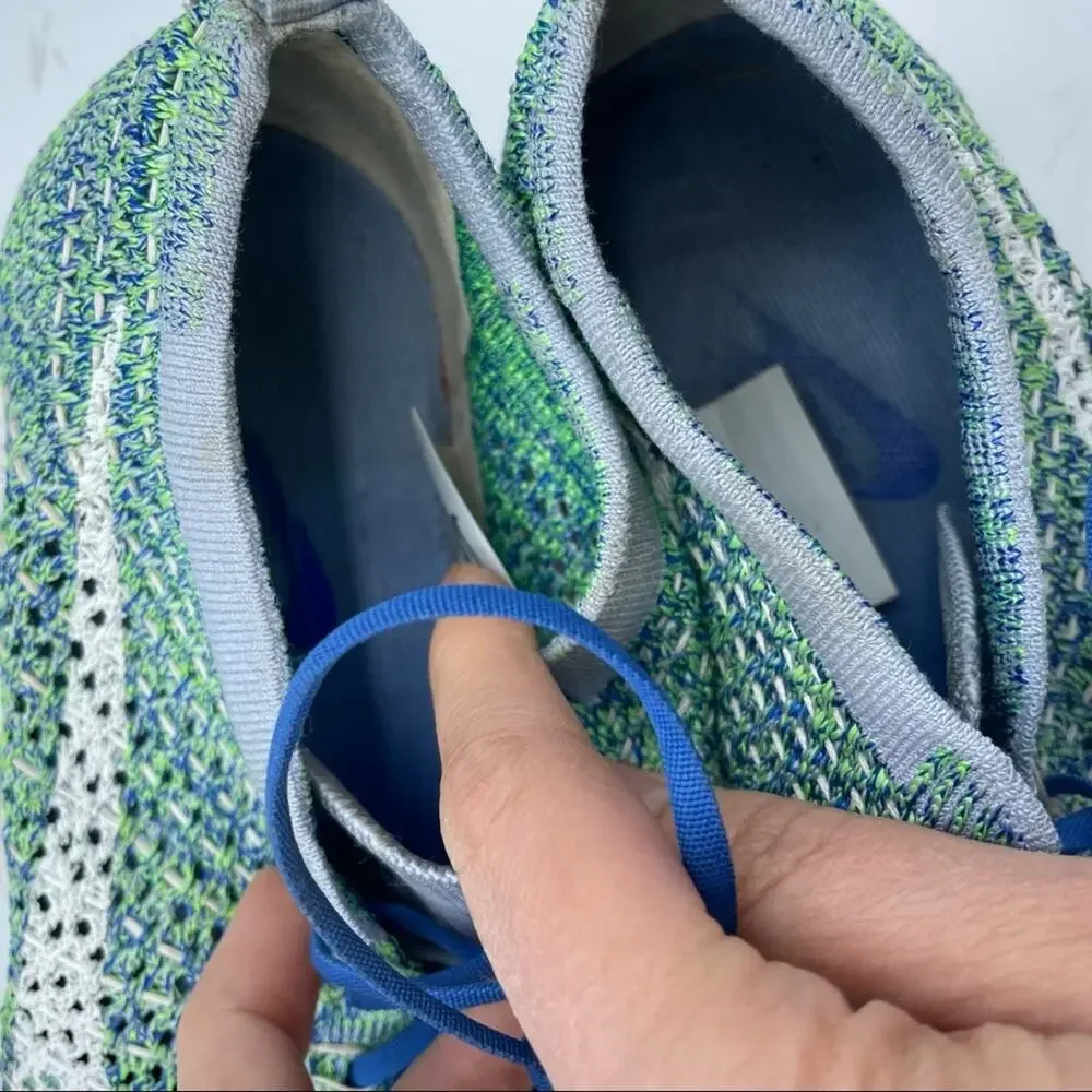 Nike Blue & Green Flyknit Zoom Running Shoes Sneakers Womens 8.5 Athletic Sporty
